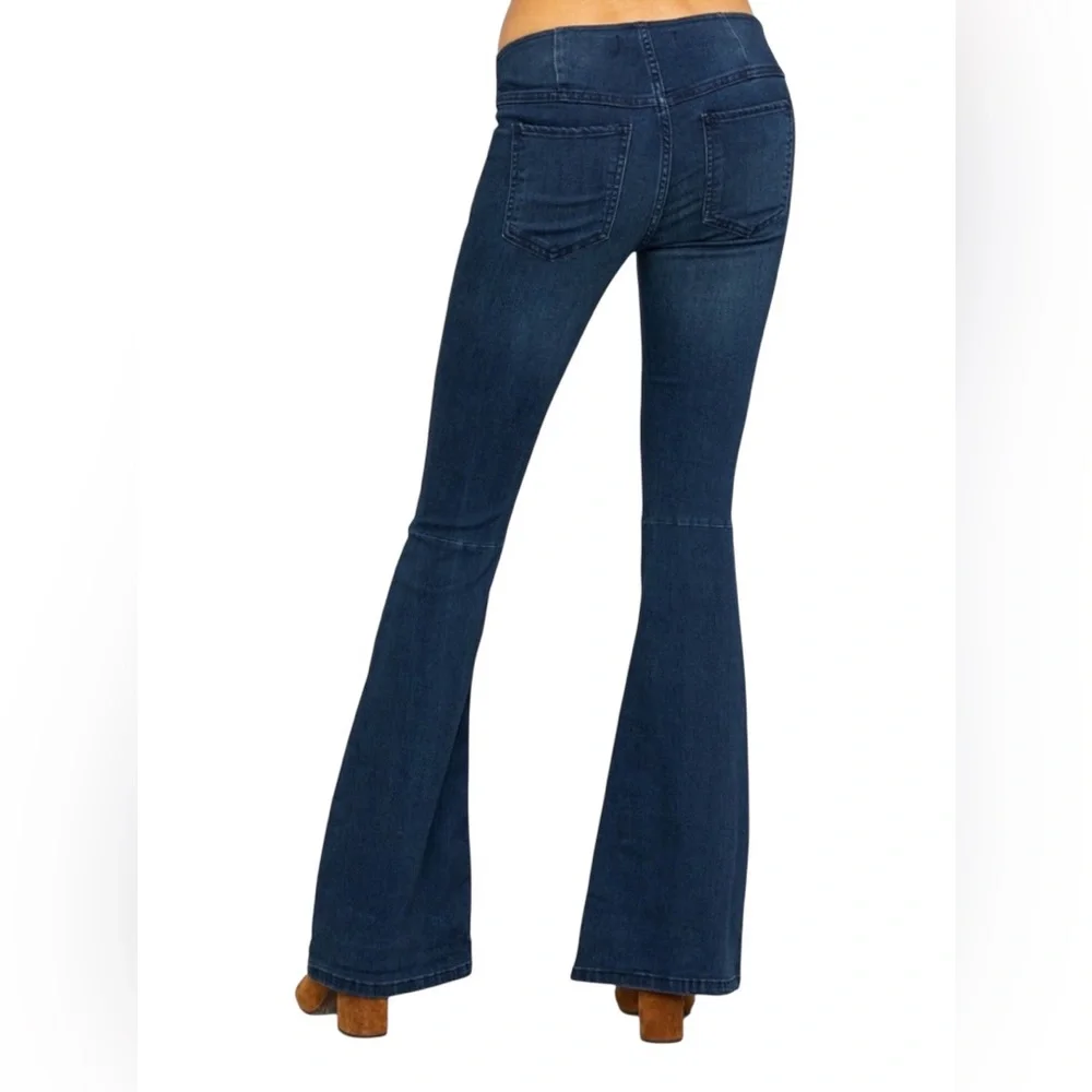 Free People We The‎ Free Penny Pull-On Flare Jeans Size 26 Dark Wash Boho